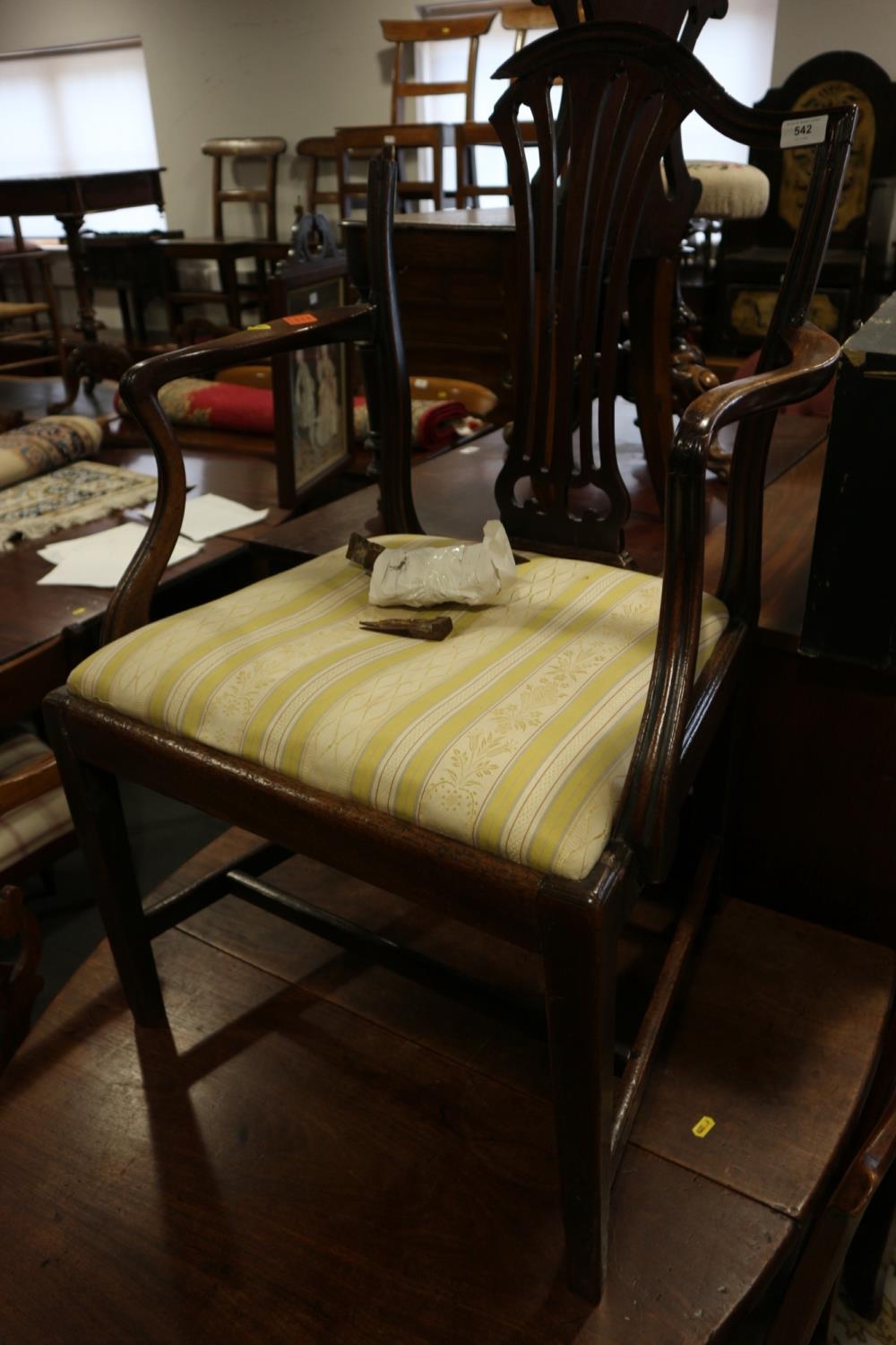 A Sheraton mahogany carver chair for restoration