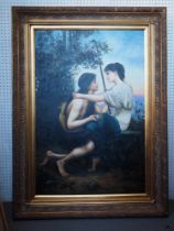 Robert Driscoll: oil on canvas, after Camille Bellanger "Daphnis and Chloe", 30 1/2" x 25 1/2", in