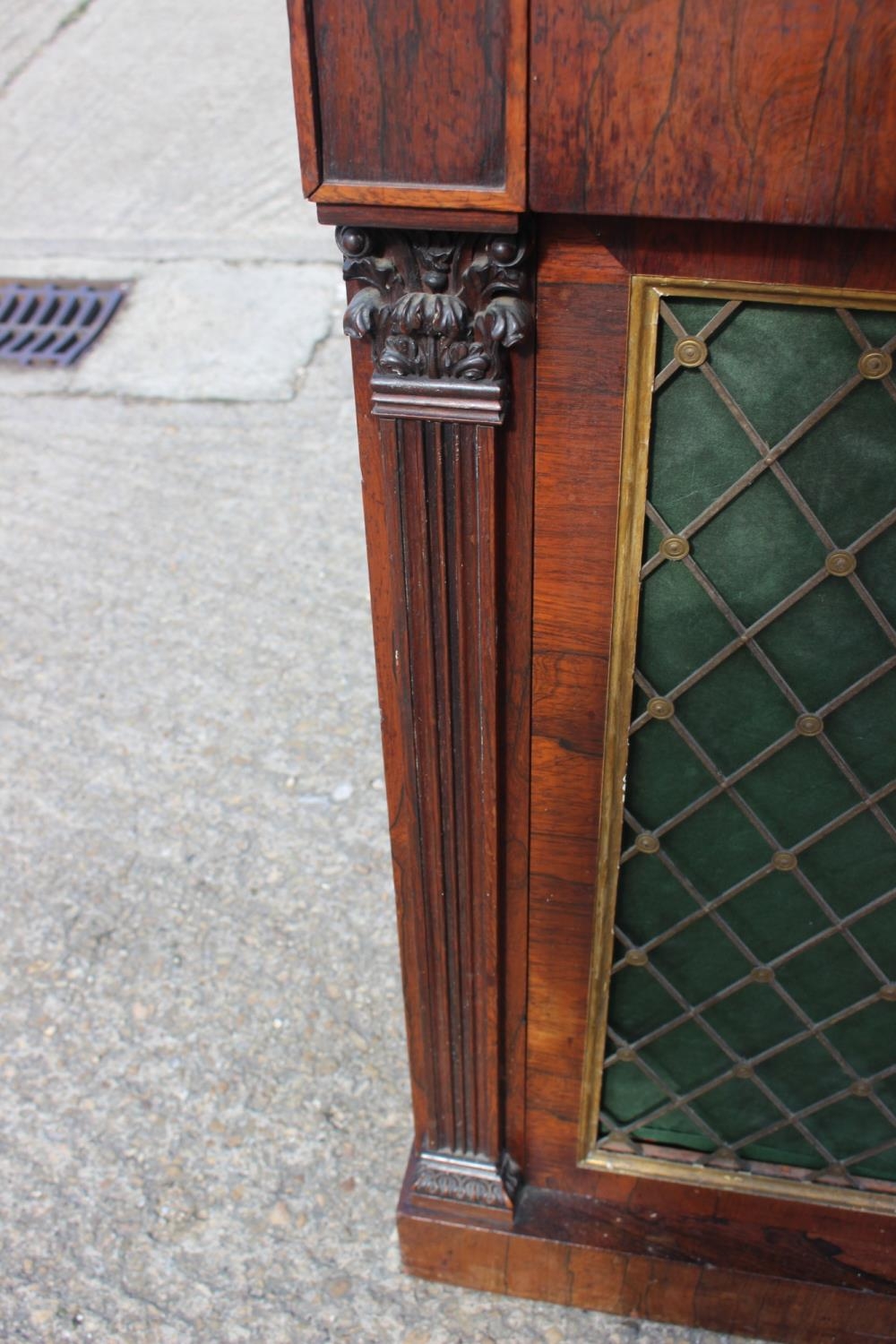 A Regency rosewood chiffonier, fitted frieze drawer over two brass lattice panel doors, on block - Image 5 of 18