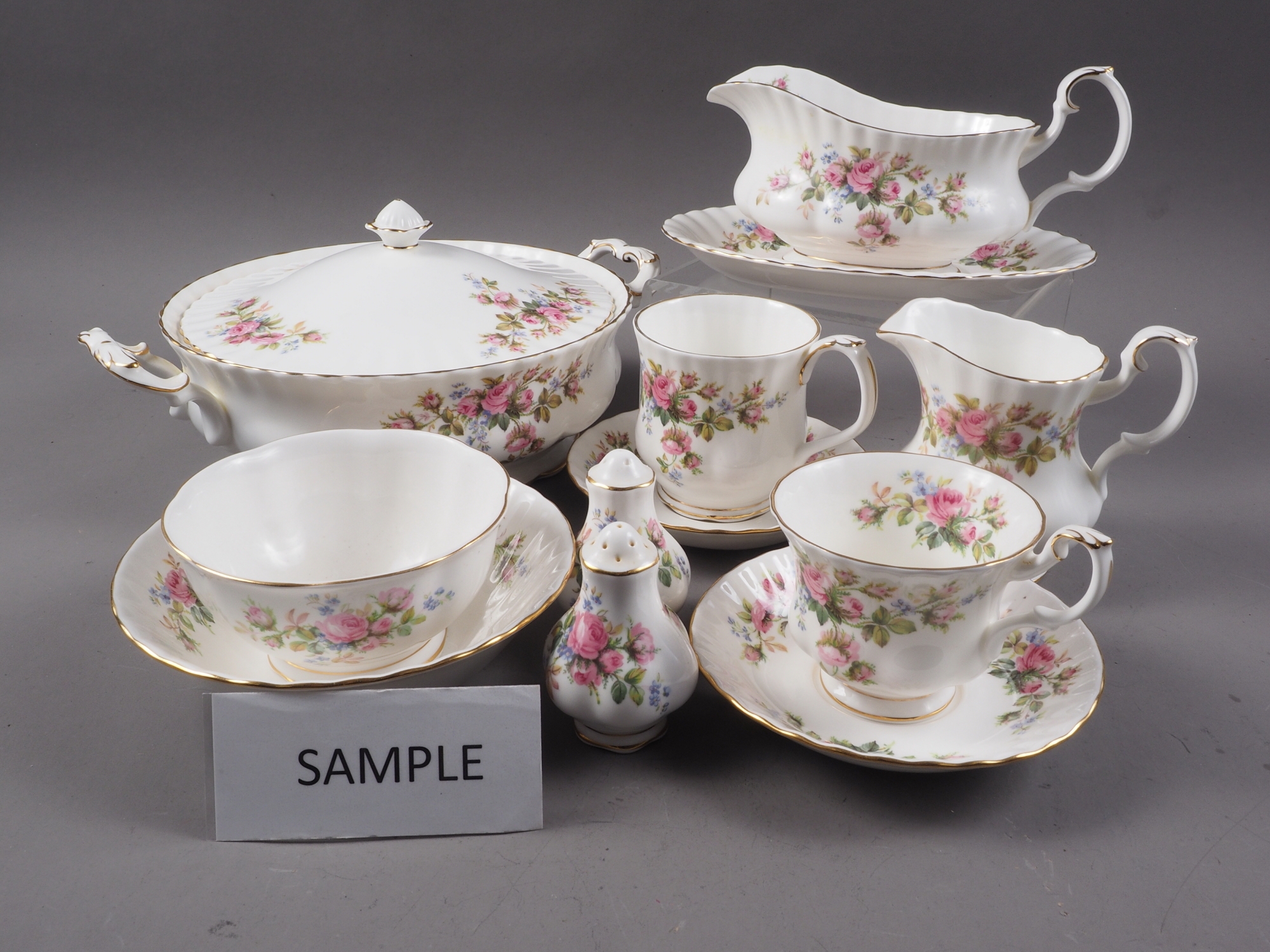 A Royal Albert "Moss Rose" pattern combination service for six