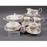 A Royal Albert "Moss Rose" pattern combination service for six
