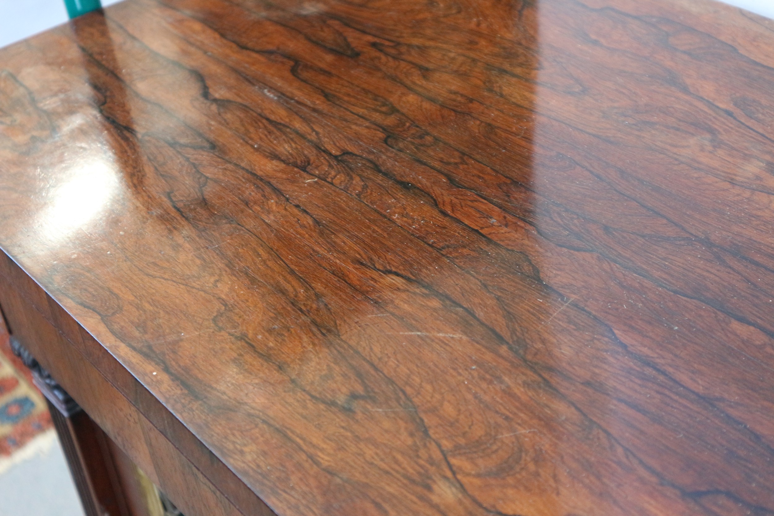 A Regency rosewood chiffonier, fitted frieze drawer over two brass lattice panel doors, on block - Image 16 of 18