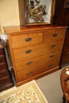 A late 19th century mahogany and banded chest of two short and three long graduated drawers, on