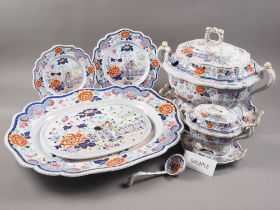 A Ridgeways gadroon shape pattern "63" ironstone dinner service, comprising 2 x large tureens,