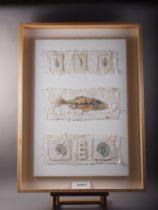 Julia Ward: mixed media relief panel, "Coast", 35 1/2" x 25", in deep frame, Dorothy Tucker: "