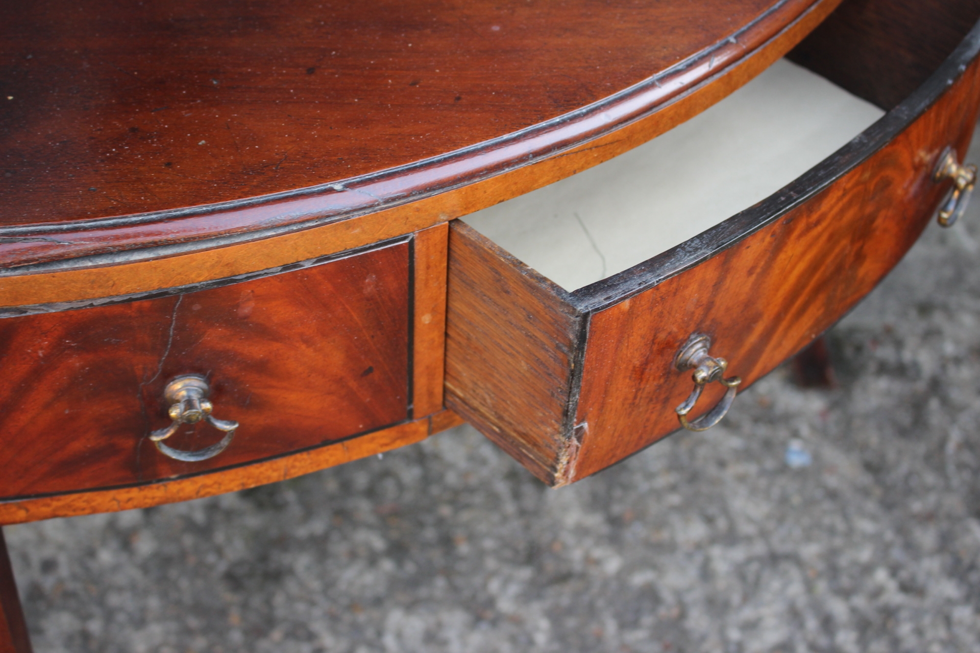 A 19th century mahogany bowfront corner washstand, fitted two drawers, on splay supports, 24" wide x - Image 2 of 2