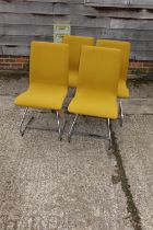 A set of four chairs 1970s Milo Baughman for Kouvacs & Mode, upholstered in old gold worsted wool on