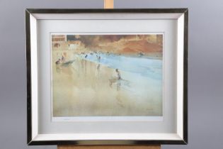 W Russell Flint: a limited edition colour print, "Beach Scene Coast Large", 272/850, in gilt frame