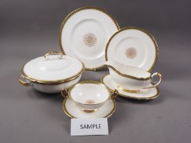 A Foley bone china "Versaille" pattern part dinner service for eight, including tureens, gravy