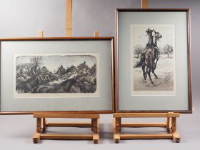 Ivana Jurna-Lipska: a set of three signed limited edition colour prints, racehorses, in ebonised