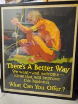 Willfred Fredrick Elms: original 1929 Mather work poster "There's a better way", 44" x 36", in