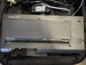 A mid 90's Compaq Contura 4/25c laptop, an HP DeskJet 340, in carry case, a Panasonic MC30 VHSC