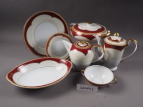 A Japanese Melto China part combination service, including a tureen, coffee and teapot, soup