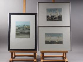 A pair of signed limited edition colour prints, sailing boat scenes, in aluminium strip frames,