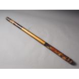 A Victorian turned hardwood truncheon with coat of arms decoration, 28 3/8" long