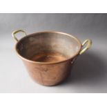 A copper two-handled preserve pan, 13" dia