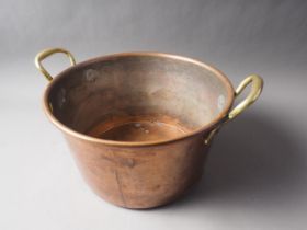 A copper two-handled preserve pan, 13" dia