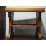 An oak two-tier lectern, 13" wide, a mahogany cutlery tray and an Egyptian inlaid trinket box