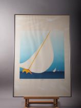 De Jong: a signed limited edition print, "Regatta", in aluminium strip frame