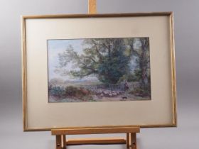 W M Long - After Birket Foster: a coloured lithograph, "The Boat Race" landscape with figures by a