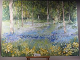 Ann Nosworthy: oil on canvas, bluebell woods, 29" x 40", and three other pictures