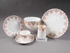 An Aynsley bone china floral and swag decorated part teaset