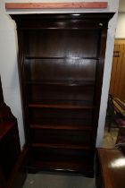 A mahogany open bookcase with fluted sides, 36" wide x 12" deep x 72" high