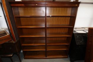 A pair of Grange cherrywood open bookcases with fittings for corner installation, 72" wide overall x