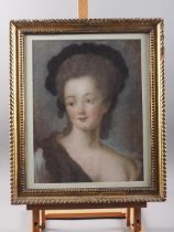 An 18th century pastel portrait study of an unknown woman, 14 1/2" x 11 1/2", in gilt frame