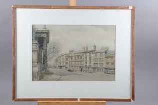 Richard Gotch: watercolour over pencil, city street, 10" x 15", in strip frame