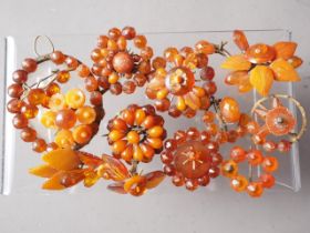 A mixed selection of amber jewellery parts