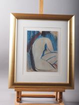 Stark, 24.6.97: a watercolour and etching, "Awareness", 10" x 7 1/4", in gilt frame