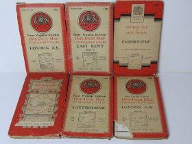 Six Ordnance Survey maps inc London, Greater London, East Kent and Eastbourne.
