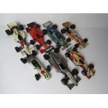 A quantity of seven assorted scale model Formula One racing cars c1960s and 1970s inc Renault, Elf,