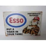 A contemporary metal garage Esso advertising sign 'Put a tiger in your tank', 30 x 20cm.