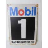 A contemporary metal garage Mobile Racing Motor Oil advertising sign, 30 x 20cm.