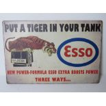 A contemporary metal garage Esso advertising sign 'Put a tiger in your tank', 30 x 20cm.