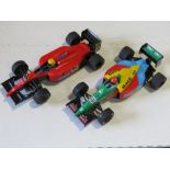 A Scalextric Formula One race track, box a/f, having two cars and two controllers within.