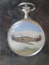 A Spitfire themed pocket watch by Aces of the Air DeAgostini sealed in original packaging.