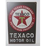 A contemporary metal garage Texaco Motor Oil advertising sign, 30 x 20cm.