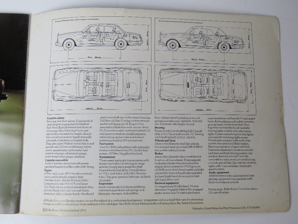 A Rolls Royce Motors Car Division brochure inc six publicity prints inc Corniche, Silver Shadow II, - Image 7 of 7