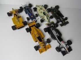 A quantity of six scale model Formula One racing cars c1970s and 80s, including Benetton,