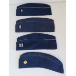 Four USAF side caps, two size 7 ¼, one size 7 ¾, one a ladies size 24.