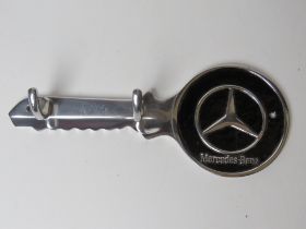 A contemporary aluminium Mercedes Benz double hooks in the form of a key measuring approx 30.
