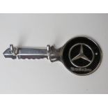 A contemporary aluminium Mercedes Benz double hooks in the form of a key measuring approx 30.