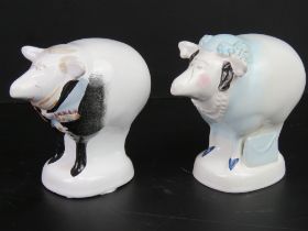 A pair of Royal themed Carlton Ware cartoon figurines designed by Malcolm Gooding 1984 being the