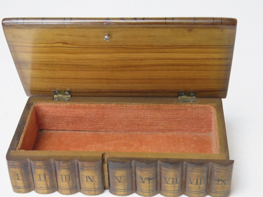 A handmade puzzle type box having hidden front slide release for lid decorated with swallows upon, - Image 2 of 3