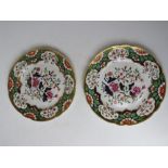 A pair of Spode plates having gilt and floral decoration upon a white ground, No 3071,
