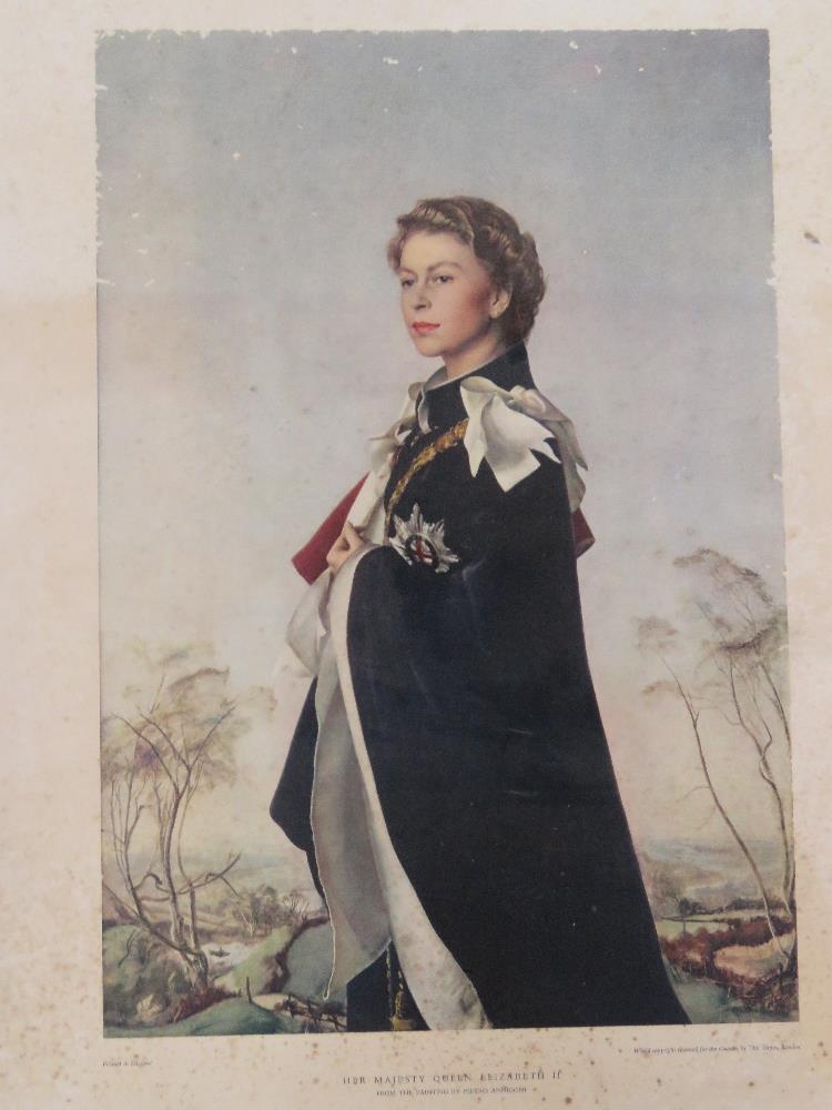 Three vintage prints including portrait of Queen Elizabeth II, - Image 3 of 5