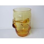 An amber Art Glass vase standing 20cm high, crack noted.
